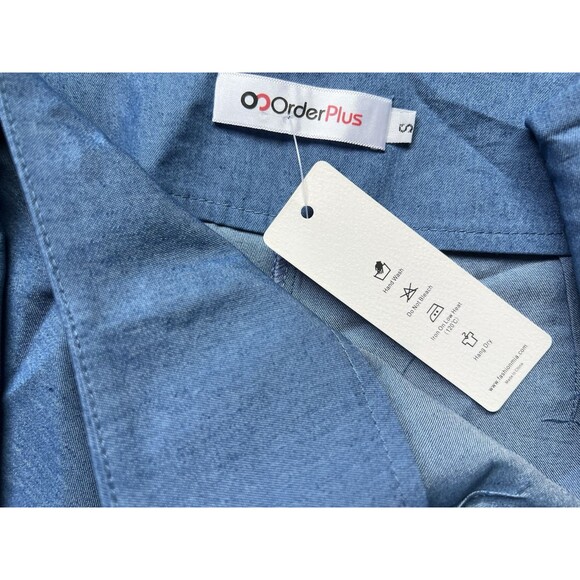 NWT Fashion Mia Womens S Ruffle Sided Pants Chambray High Waisted Blue Appr 28” - Picture 4 of 9